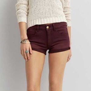 Maroon American Eagle Super Stretch Shorts